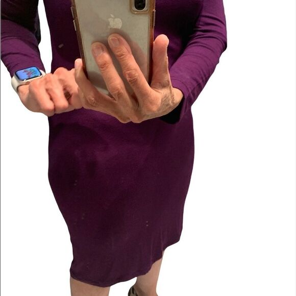 Tobey Grey purple jersey body com sexy dress cowl back draped and open Small - Picture 5 of 9